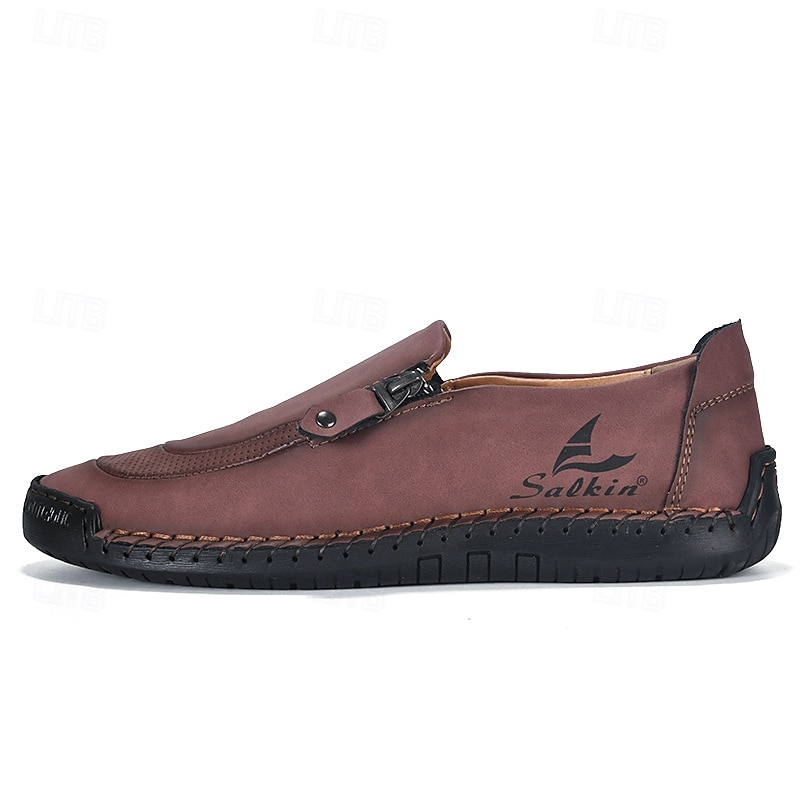 Men's White Slip-On Faux Leather Sneakers with Zipper and Durable Rubber Soles – Casual Everyday Shoes for Comfortable Wear 2025 - $42.99 –P5