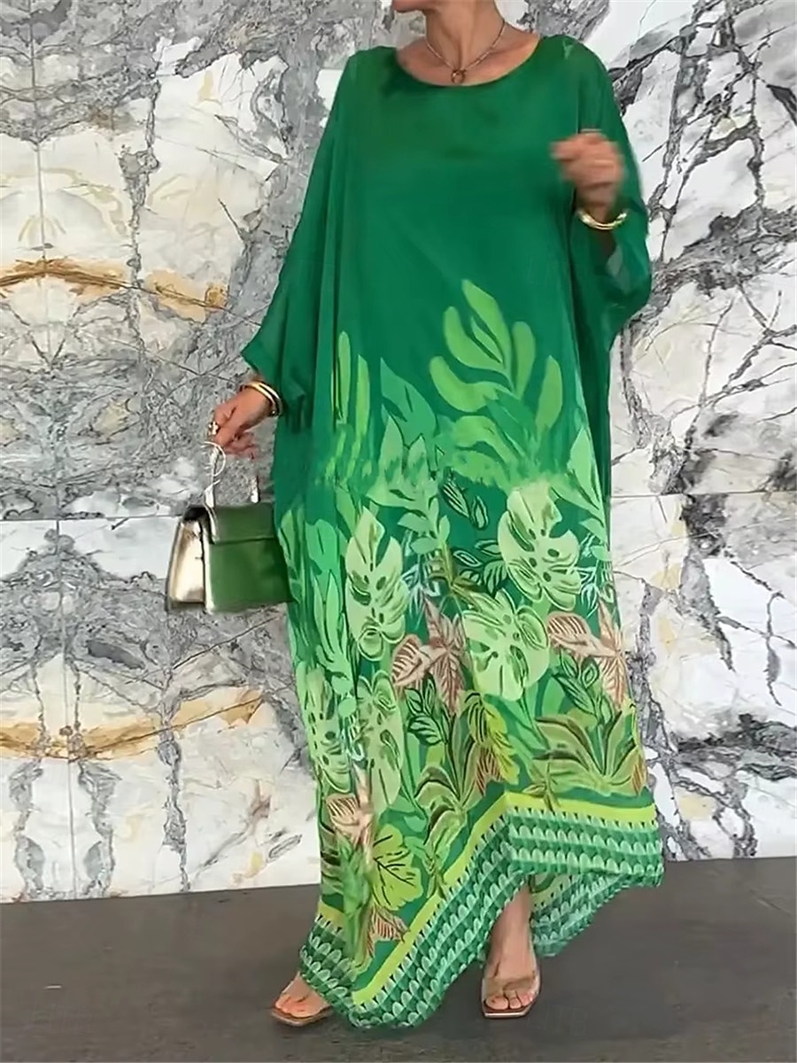 Damen Maxidress Casual kleid Stilvoll Brautkleider schlicht Urlaub Täglich Regular Fit Blumen Langarm Rundhalsausschnitt Weiß Gelb Purpur Grün Sommer Frühling 2026 - $28.99 –P1