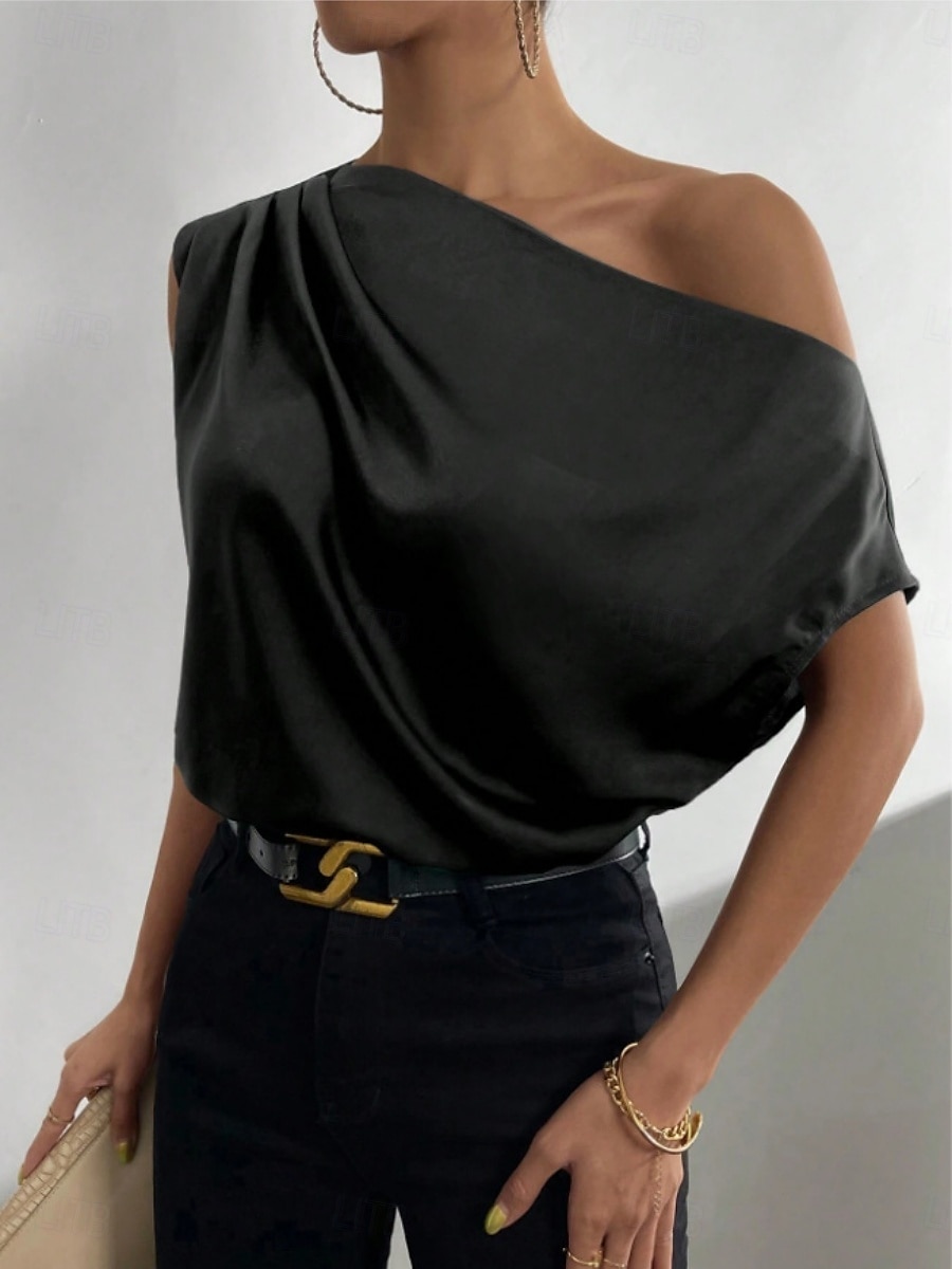 Women's Camisole Tank Top Solid Color Business Modern Casual Sleeveless Asymmetrical Regular Tops Work Formal Wear Black Pink Brown Green Beige Summer Spring 2025 - $19.99 –P4
