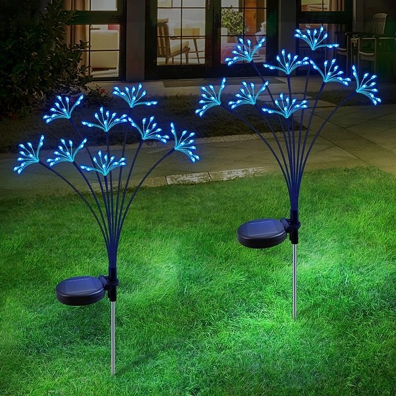 2 sztuki lamp solarnych z fajerwerkami, wodoodporne miedziane lampki świetlikowe w kształcie gwiazdek do ogrodu, na ścieżki, na wesele i na festiwal 2025 - $24.99 –P6