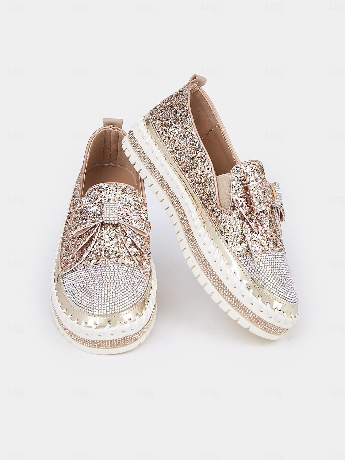 glitrende rhinestone loafers for kvinner – glitrende slip-on leiligheter med sløyfedesign for bryllup, fester og spesielle anledninger 2026 - $42.99 –P2