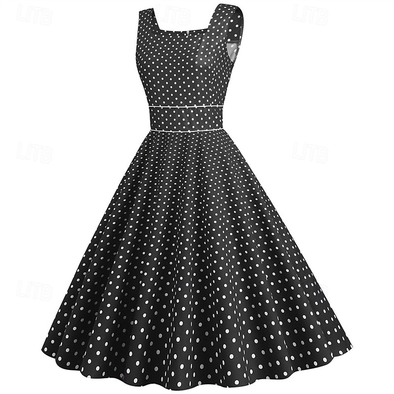 Retró 1950-es Rockabilly Ruhák Swing ruha Pöttyös Női Farsang Álarcos mulatság Hétköznapi viselet Lánybúcsú Felnőttek Ruha Hazatérő ruhák 2025 - $23.99 –P8