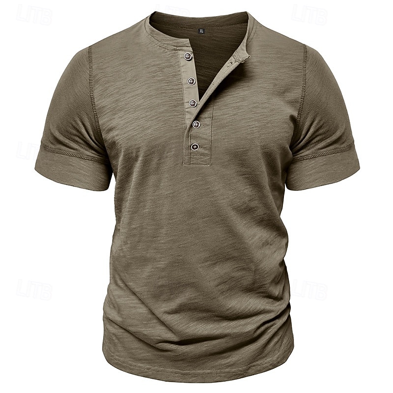 Henley - Maglietta Da Uomo A Maniche Corte, Vintage, Slim Fit