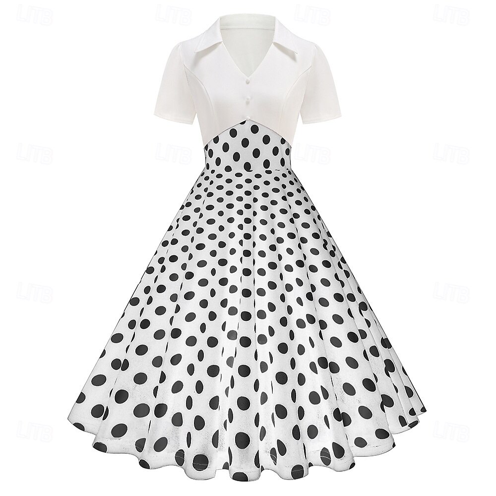 1950s Retro Vintage Rockabilly Knee Length Dress Tea Dress Swing Dress Polka dots Fit & Flare Swing Fancy Dress Women's Christmas Carnival New Year Homecoming Daily Wear Bachelorette Party Adults' 2026 - $32.99 –P18