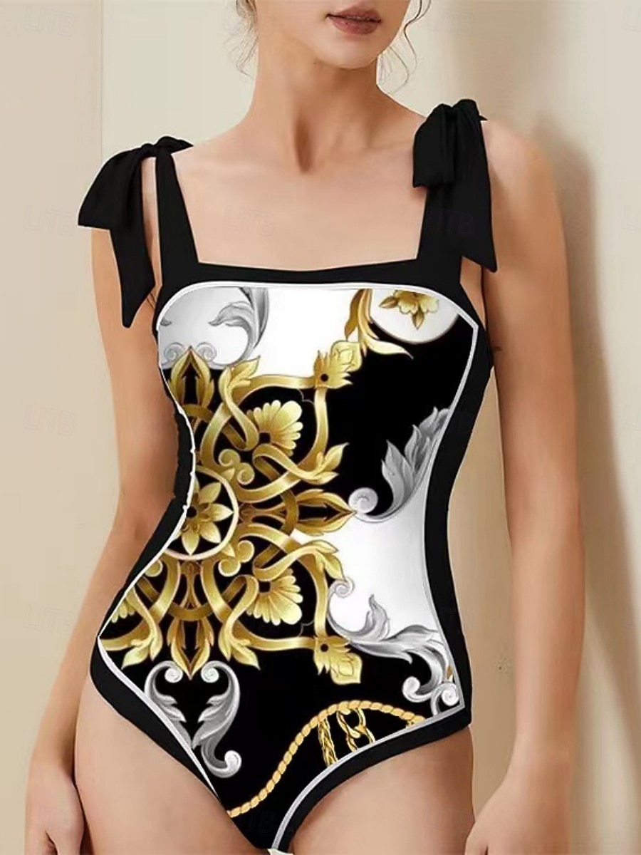 Dame Badetøy 2 stk Monokini Badedrakt T-skjorte i ett stykke Midjekontroll Høy Midje Tynn Åpen rygg Ferie Strand Klær Blomstret Dyp utringing Ermeløs Badedrakter 2026 - $54.99 –P2