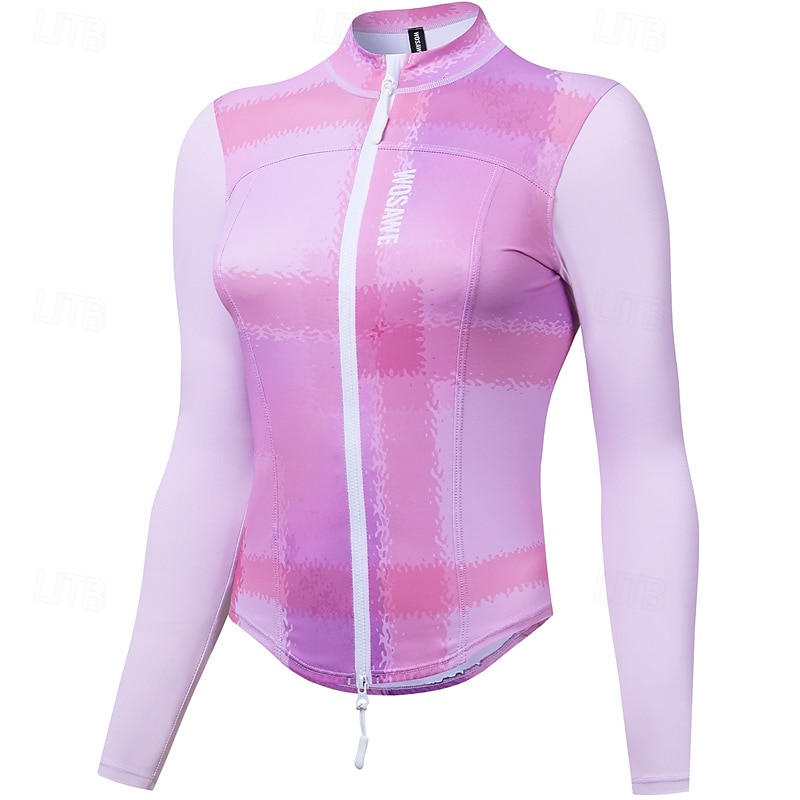 Dame Sykkeljakke Sykkeltrøyer Fargeblokk Langermet Sykkel Jersey Regnfrakke med 3 baklommer Fjellsykling Hurtigtørkende Pustende sport Hvit Rosa Klær 2025 - $61.99 –P13