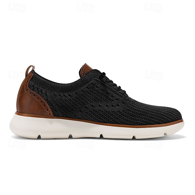 Atmungsaktive Strick-Sneaker für Herren mit Kunstlederakzenten – stylische, leichte Sportschuhe für die Freizeit und den Komfort im Alltag 2025 - $46.99 –P12