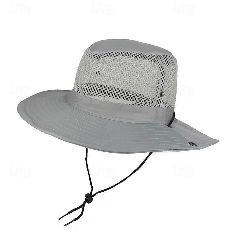 Chapeau de soleil respirant d'été pour hommes, chapeau seau pliable à large bord avec maille, chapeau de pêche anti-UV pour le camping et la randonnée de 2025 ? $5.49 -P10