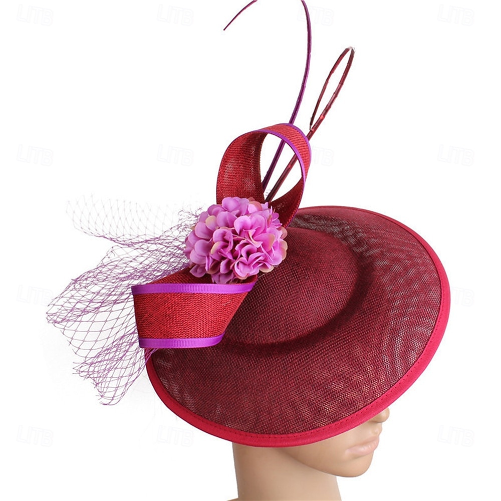 Tocados Lino Artificial Boda Fiesta de Noche Elegante Boda Con Flor Celada Sombreros 2025 - $23.99 –P2