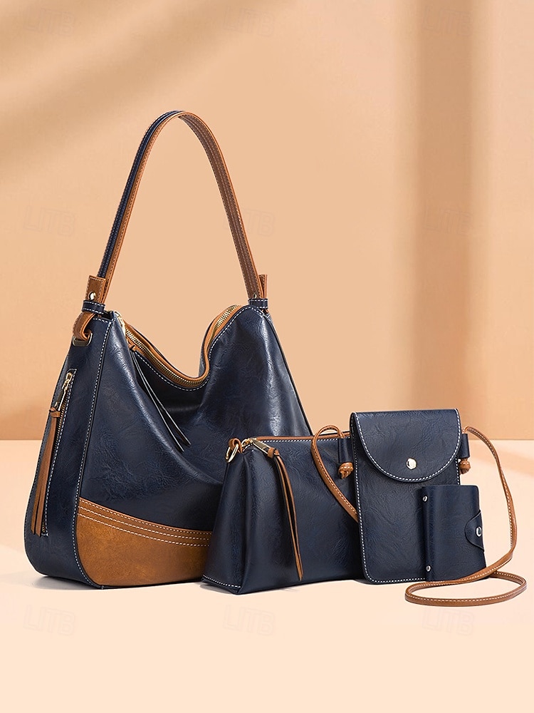 4-Piece Women's Handbag Set – Faux Leather Shoulder Bag, Crossbody Purse, Wallet & Clutch, Elegant Casual Tote for Work, Travel & Daily Use 2025 - $46.99 –P3