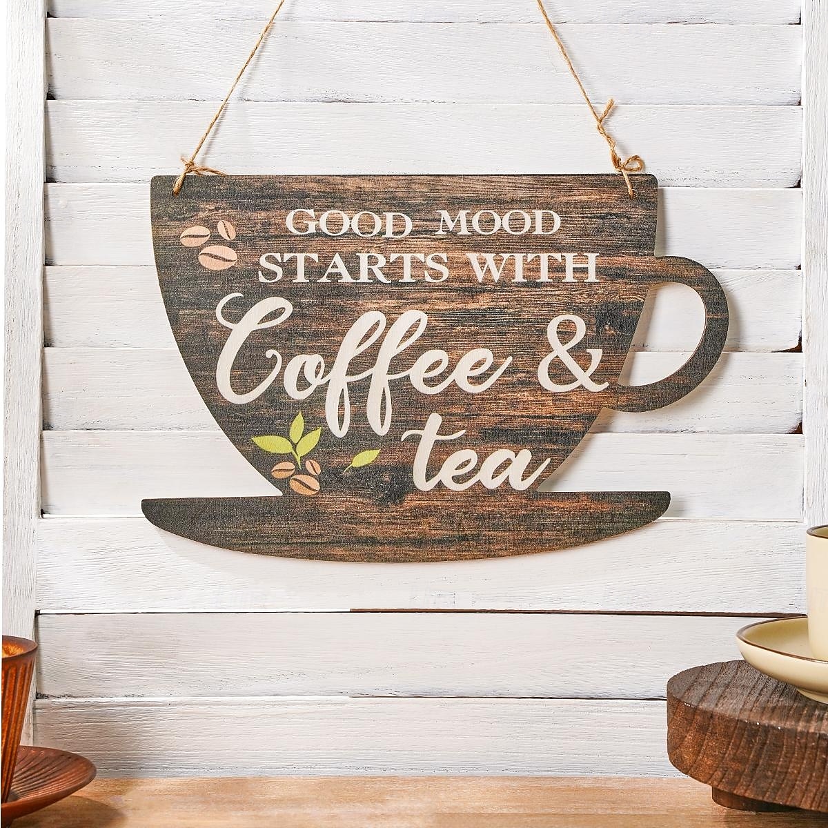 dřevěná závěsná cedule na šálek kávy a čaje – lehká nástěnná dekorace, útulná vnitřní dřevěná cedule pro domácí, kavárnu, bar, obchod a restauraci 2026 - $7.49 –P1