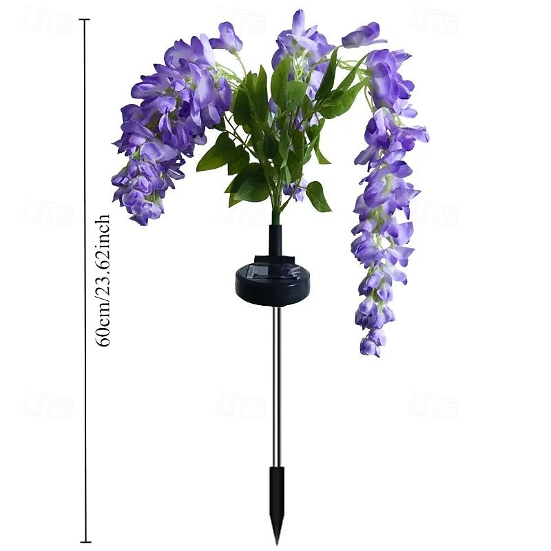 2 szt. lamp solarnych LED na zewnątrz, lampa ogrodowa, kwiat wisteria, oświetlenie patio, wodoodporne oświetlenie LED na ścieżkę, trawnik, ogród, dziedziniec, chodnik, dekoracja świąteczna 2025 - $46.99 –P13
