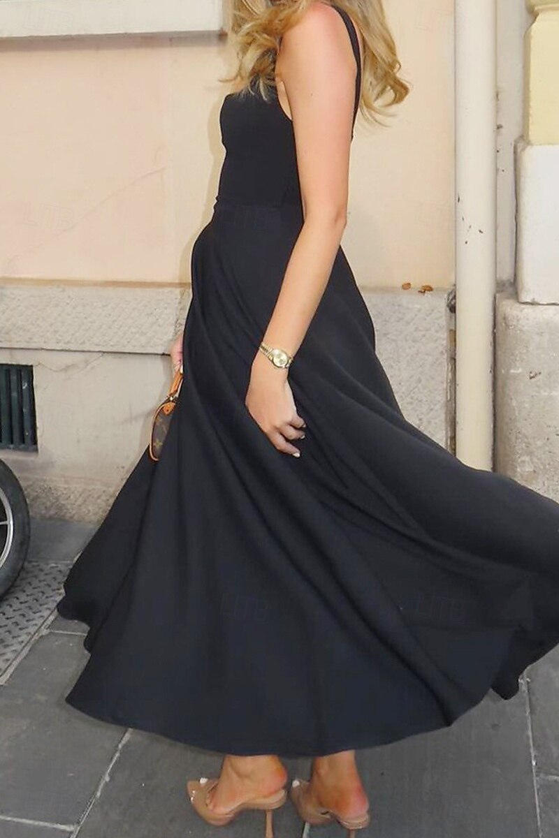 Women's Midi Dress White Dress Graduation Dress Slip Dress Fashion Birthday  Graduation Date Regular Fit Plain Sleeveless Spaghetti Strap Black White  Summer 2026 - GBP 38.99