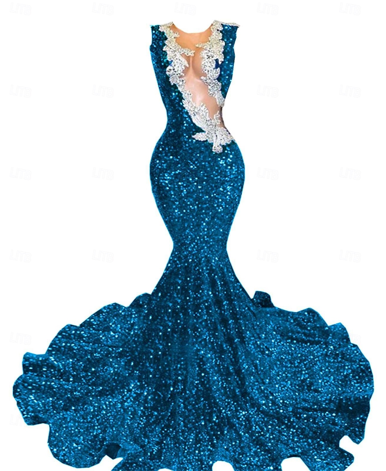 Meerjungfrau  Trompete Abendkleid Partykleid Abendparty Abschlussball Sweep  Brush Zug Ärmellos Schmuckstein-Ausschnitt Spandex mit Glitzer Perlen Pailletten 2025 - $245.99 –P4
