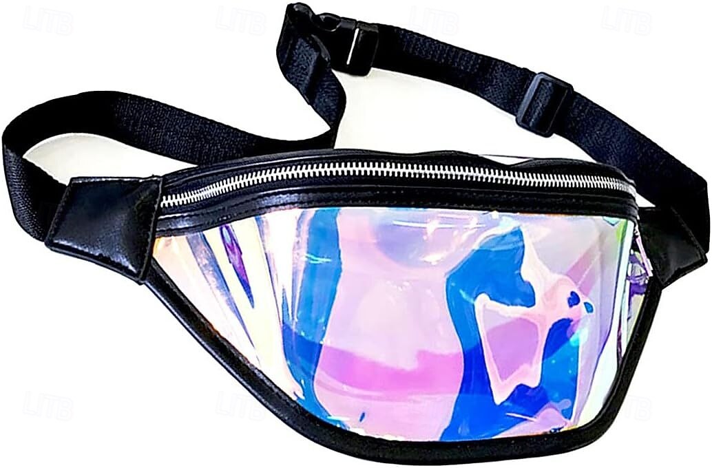 Sac banane en TPU coloré, sac de poitrine laser pour femme, sac à bandoulière de course en plein air imperméable, sac suspendu en PVC transparent de 2025 ? $9.99 –P9