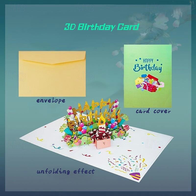 Carte de vœux 3D pour fête d'anniversaire, carte de vœux dépliable en papier sculpté fait main, joyeux anniversaire de 2025 ? $9.99 –P2