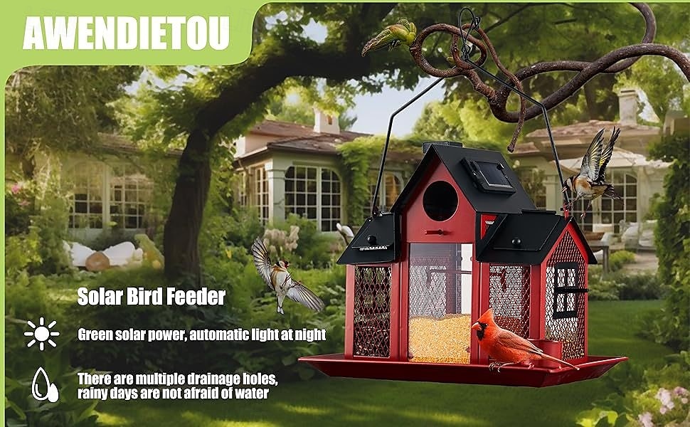 Solar Bird Feeders for Ourside,Bird House Squirrel Proof Feeder,Hanging Metal Mesh Wild Window Large Finch Cardinal Feeder Nest Houses,Bird Outdoors and Garden Decoration 2025 - $39.99 –P5