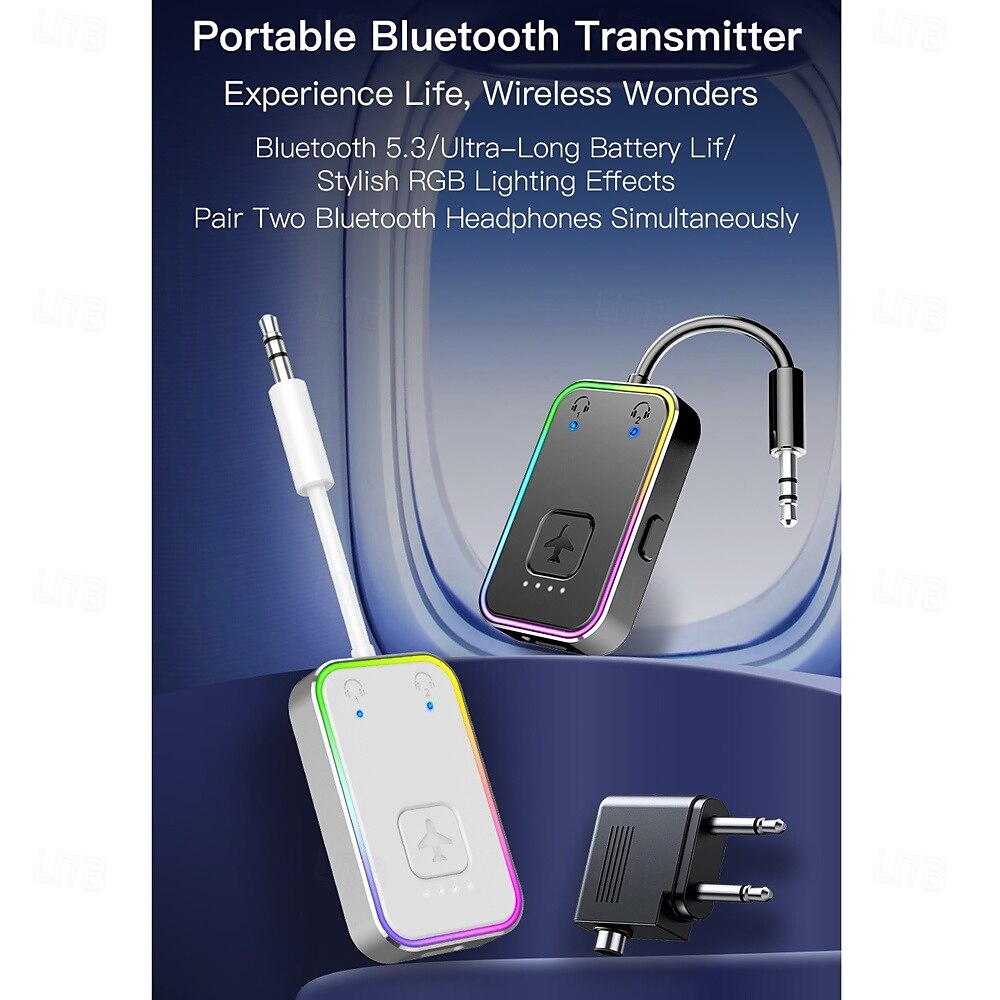 Портативный Bluetooth-передатчик может быть сопряжен с двумя устройствами одновременно. Bluetooth 5.3 имеет длительное время работы от батареи и крутую RGB-подсветку. 2025 - $36.99 –P1