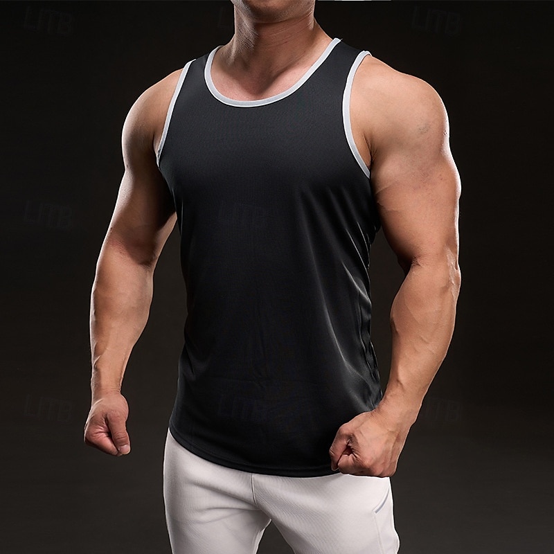 Herre Singleter Vest topp Underskjorte Ermeløs skjorte Ermeløs Crewneck Vår Fargeblokk Mote Designer Feriereise Gate Ut på byen Svart Hvit Gul Topp T-skjorte for menn 2025 - $13.49 –P8