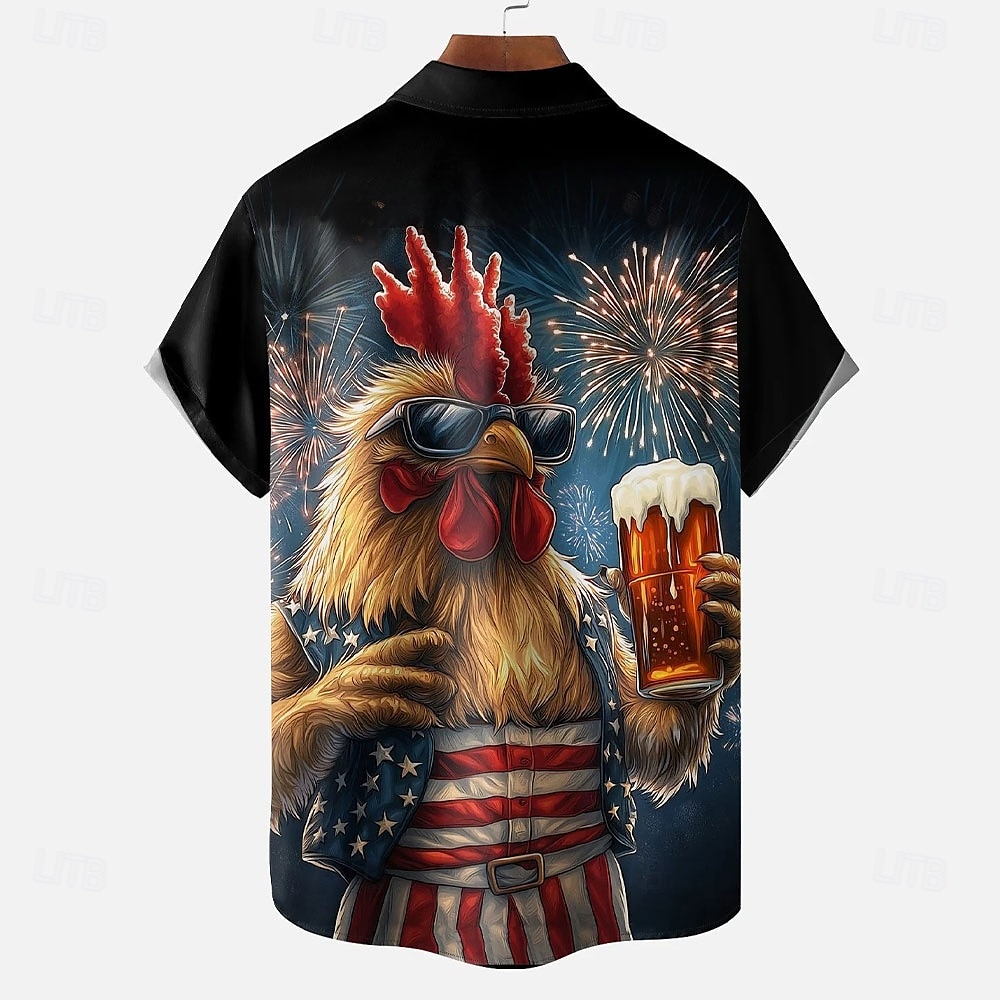 Herre Amerikansk amerikansk flagg Dama Morsom Skjorte Uformell skjorte Skjorte med knapper Kortermet Fashion Casual utendørs Feriereise Gateklær Sommer Vår Aftæpning 3D-utskrift krage skjorter Svart 2025 - $23.99 –P3