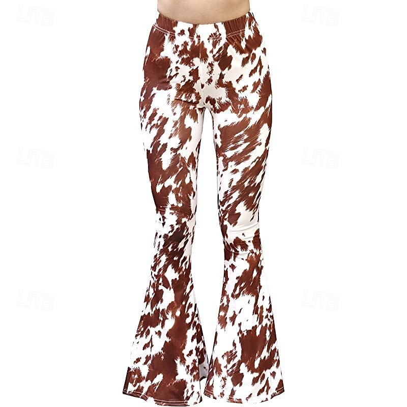 Retro Vintage 1960s Hippie Long Length Dude Funk Bell Bottom Pants Hippie Disco Printing Fit & Flare Women's Carnival Costume Carnival Daily Wear Pride Parade Pride Month Adults' Pants Spring & Summer 2025 - $17.49 –P3