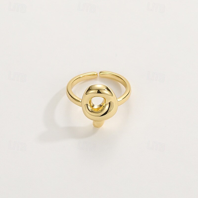 anello con lettera personalizzata, regalo per la mamma, anello con alfabeto regolabile placcato oro 18k, finitura liscia, anello iniziale a fascia aperta, gioielli eleganti per le donne del 2025 a $4.99 –P28
