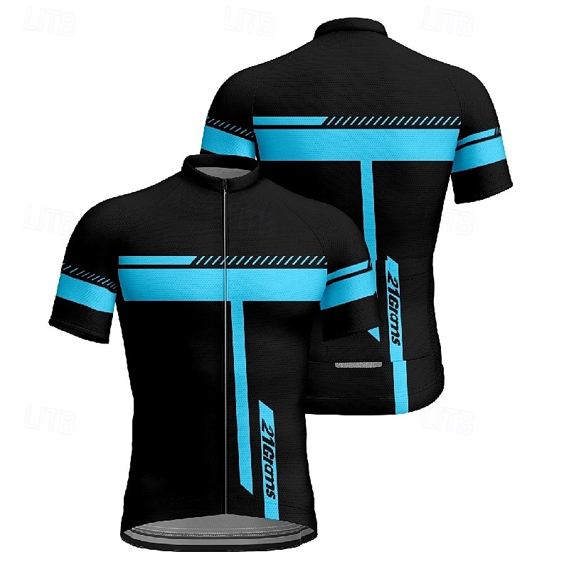 Voor heren Wielrenshirt Korte mouw Fietsen T-shirt Shirt met 3 achterzakken Bergracen Ademend Sneldrogend Anatomisch ontwerp Lampenkatoen Geel Rood Blauw Sport Kleding 2025 - $25.99 –P17