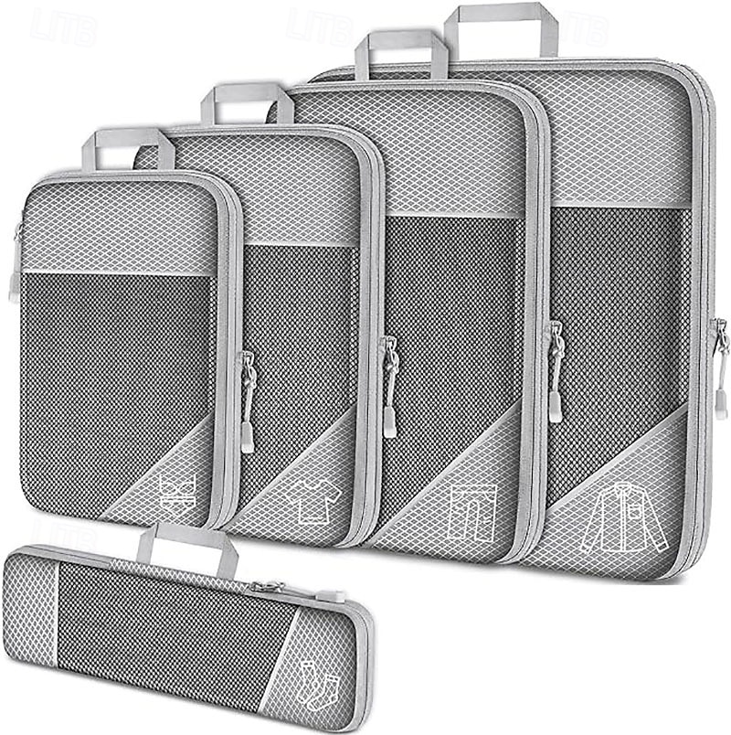 Compression Travel Packing Cubes Set for Luggage Storage and Backpack Organizer, Expandable Mesh Travel Bags, 5-Piece Set for Space Saving and Organizing Clothes 2025 - $14.49 –P9