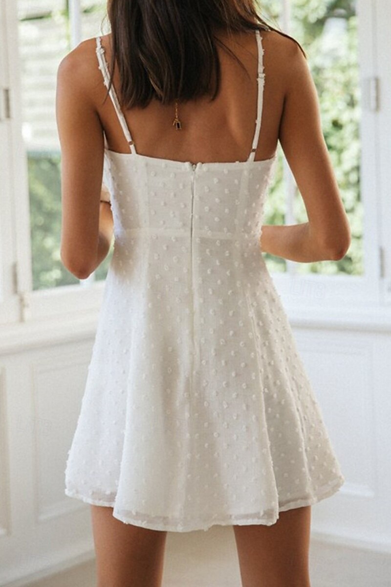 Per donna Mini Abito Abito Bianco Abito da laurea Abito Sottoveste Moda Moderno All'aperto Compleanno Data Vestibilità regolare Semplice Senza Maniche Spalline sottili Bianco Azzurro Estate del 2025 a $31.99 –P8