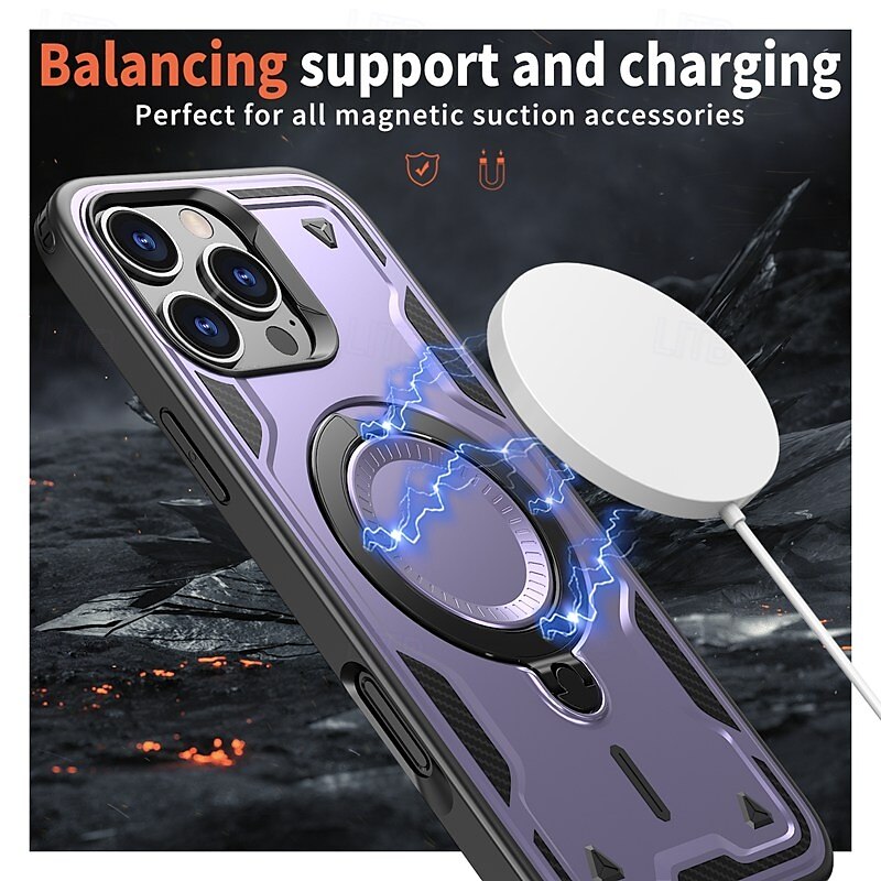 Phone Case For iPhone 16 Pro Max Plus iPhone 15 Pro Max Plus iPhone 14 13 12 Pro Max Plus Back Cover with Stand Holder Magnetic Support Wireless Charging Retro TPU PC 2025 - $19.99 –P11