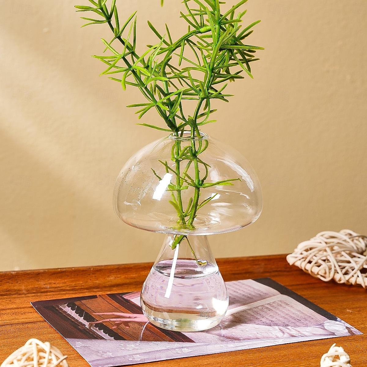 gjennomsiktig glass soppformet vase, innendørs bordplate blomsteroppsatsbeholder, koselig midtpunkt for hjemmet og spisestuen, egnet for blomster, grønne planter og hydroponisk dekor 2025 - $8.99 –P4