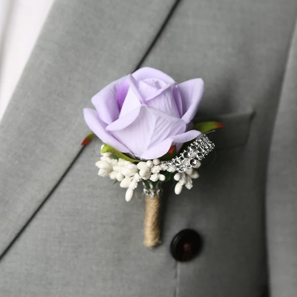 Men's Wedding Boutonniere Blue Pink White Summer Boutonniere for Groom and Groomsmen Flower Accessories Party Suit Decorations 2025 - $10.99 –P5
