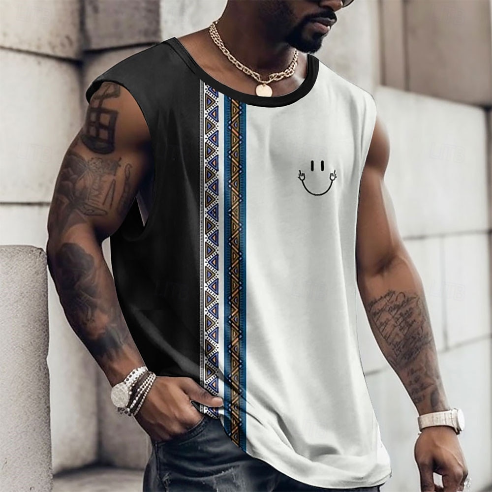 Per uomo Grafico Blocco di colori Maglietta smanicata Maglietta senza maniche per uomo Manica a Cappuccio maglietta Stampa 3D Girocollo Camicia Moda Designer Muscolo Quotidiano Sportivo Palestra Nero del 2026 a $15.99 –P2