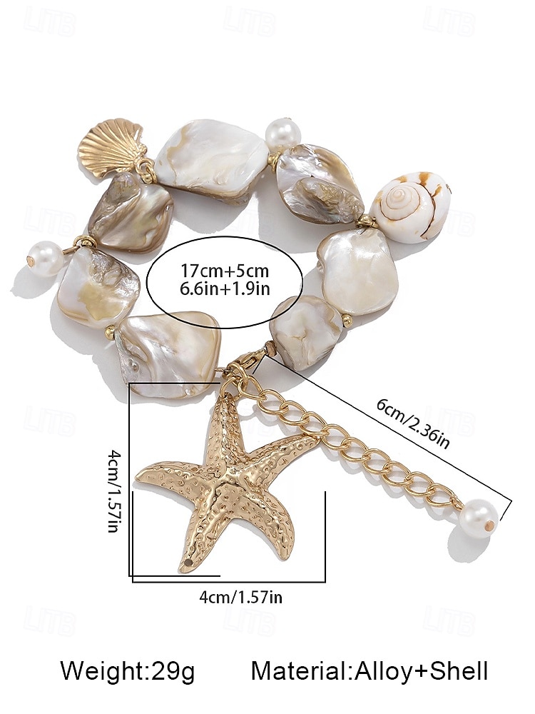 Boho Beach Starfish Necklace – Handmade Blue Stone & Shell Pendant Jewelry for Women, Ocean-Inspired Statement Necklace for Summer, Vacations & Resort Wear 2025 - $11.45 –P10