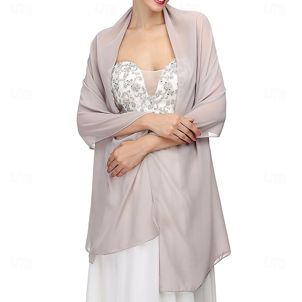 Damenumhang Elegant Ärmellos Chiffon Hochzeit Schals Mit Unifarbe Für Party Frühling & Sommer 2025 - $5.99 –P7
