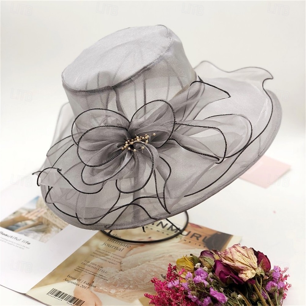 Hats Organza Sun Hat Holiday Tea Party Horse Race Cocktail Elegant Vintage Cute With Feather Floral Headpiece Headwear 2026 - $17.49 –P4