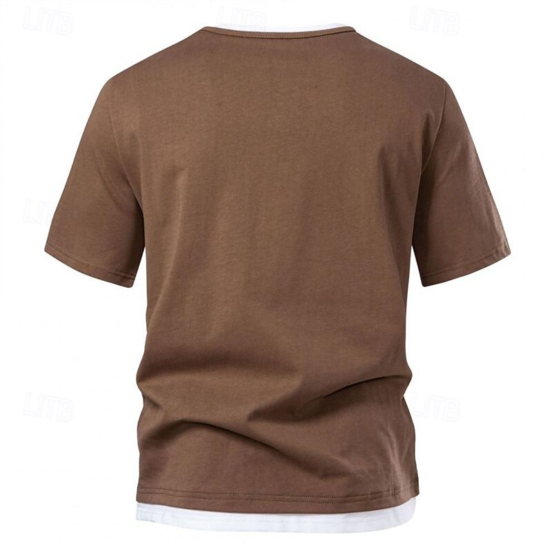 Men's T Shirt Tee Short Sleeve Shirt Tee Top Short Sleeve Crew Neck Summer Plain Fashion Designer Basic Patchwork Vacation Street Going out Black Light Green Dark Grey Top Tee for Men 2025 - $32.99 –P10