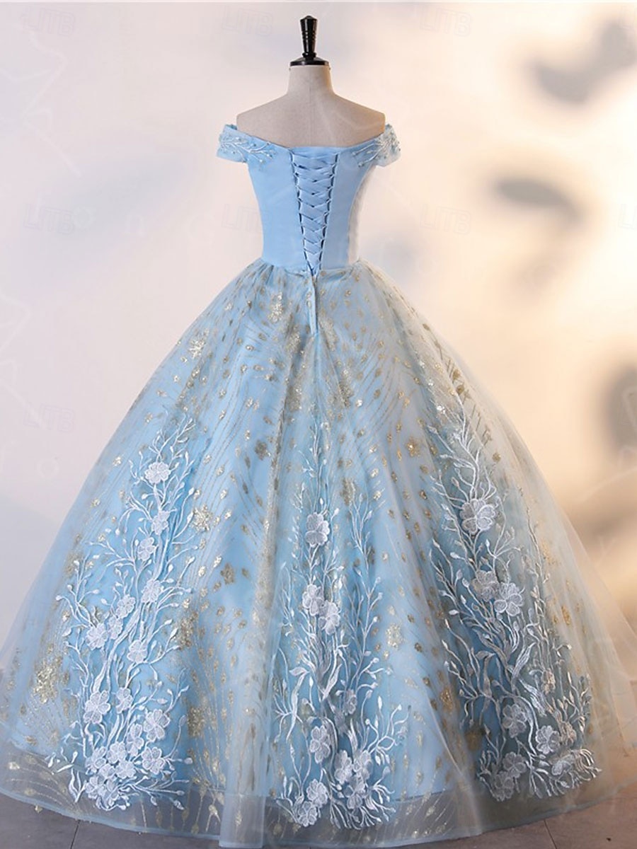 Plesové šaty A-Linie Šaty Quinceanera Elegantní Šaty Svatební Svatební host Na zem Bez rukávů Pod rameny Krajka S hlubokým výstřihem na zádech s Sklady Flitry 2025 2025 - $114.99 –P9