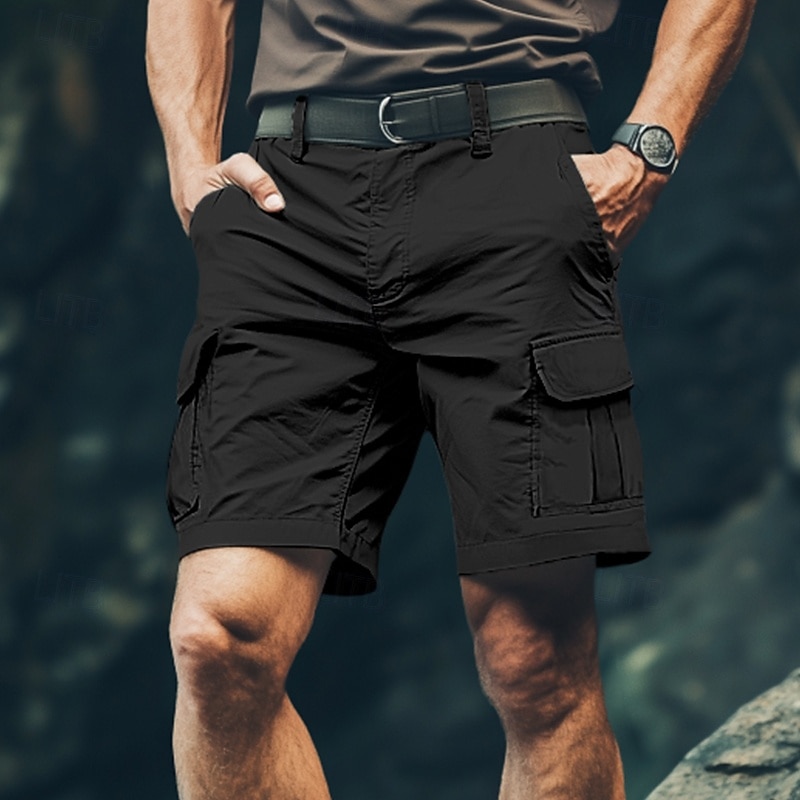 Men's Cargo Shorts Shorts Bermuda shorts Casual Shorts Multi Pocket Straight Leg Plain Comfort Wearable Knee Length Outdoor Casual Camping & Hiking Fashion Streetwear Black Green Micro-elastic 2025 - $27.99 –P4