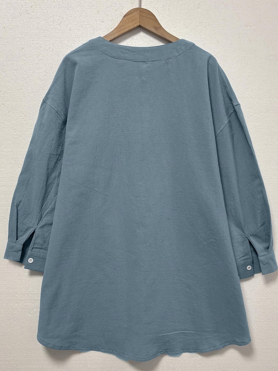 Women's Plus Size Linen-Inspired Shirts Blouse Solid Color Casual 3/4 Length Sleeve Shirt Collar Regular Tops Daily Blue Spring & Fall 2025 - $32.99 –P2