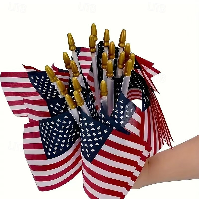 2025年 1個 USアメリカン Stick Flags 小型ミニUSA手持ちフラッグ 7月4日装飾、退役軍人パーティー、メモリアルデー  コレクション – $8.99 –P1