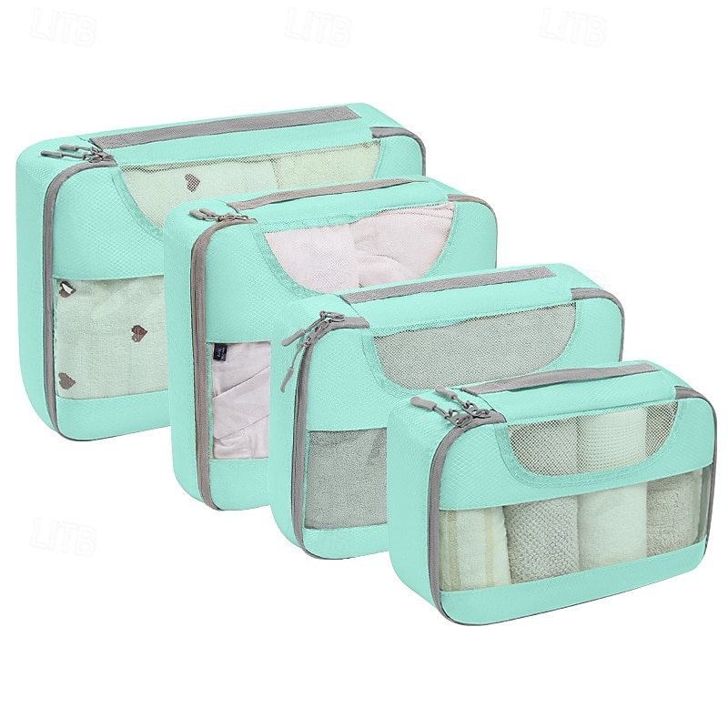 cubi di imballaggio a compressione per viaggi, set organizer per bagagli con design trasparente, articoli da toeletta, cosmetici, accessori digitali, vestiti &borse porta scarpe, salvaspazio del 2025 a $19.99 –P8