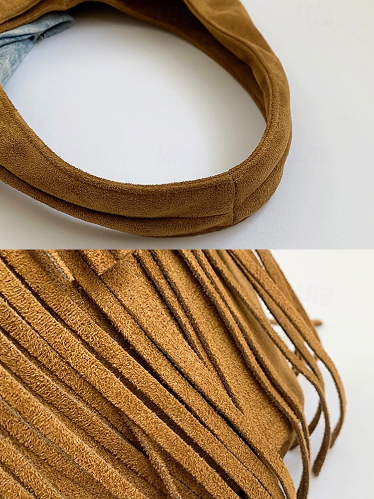 Women's Boho Fringe Shoulder Bag Hobo Handbag – Vintage Faux Suede Handbag for Music Festivals, Casual Outings & Travel 2025 - $24.99 –P7