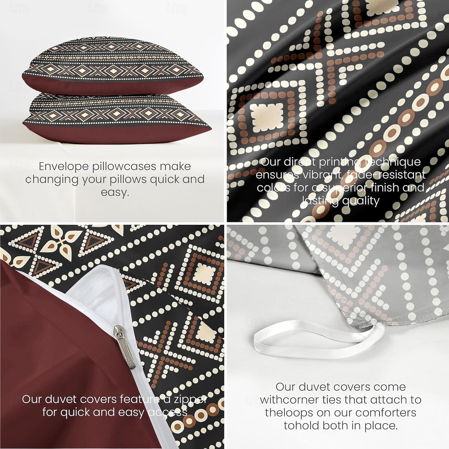 Capa de Edredom Étnica Vintage Conjunto Completo de Cama Cobre Leito de Edredom Macio e Leve com 2 Capa de Travesseiro para Verão Primavera de 2025 por $60.99 –P4