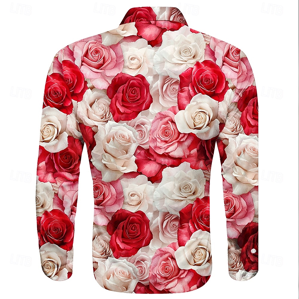 Derby del Kentucky Per uomo Rosa Stampa Floreale Fiori Camicia in raso Camicia elegante Camicia con Bottoni Manica Lunga Moda Casual Matrimonio Vacanza Festa serale Estate Primavera Collo ripiegato del 2025 a $27.99 –P2