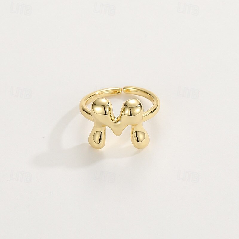 anello con lettera personalizzata, regalo per la mamma, anello con alfabeto regolabile placcato oro 18k, finitura liscia, anello iniziale a fascia aperta, gioielli eleganti per le donne del 2025 a $4.99 –P2