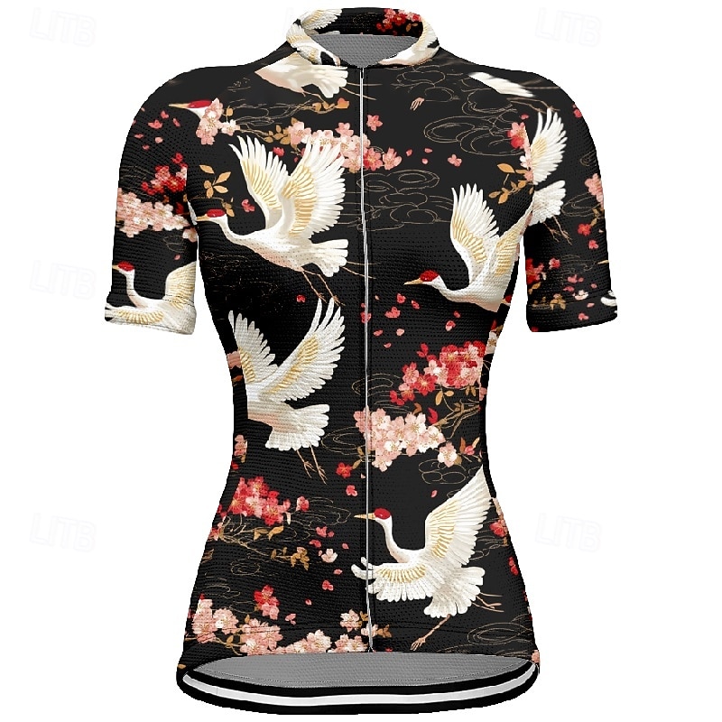 Női Biciklis ruházat Állat Virág Rövid ujjú Kerékpár Póló Dzsörzé 3 hátsó zsebbel Hegyi biciklizés Gyors szárítás Anatómiai tervezés Bélfonalszövet Légáteresztő Sport Fekete Piros Tengerészkék Ruházat 2026 - $23.99 –P5
