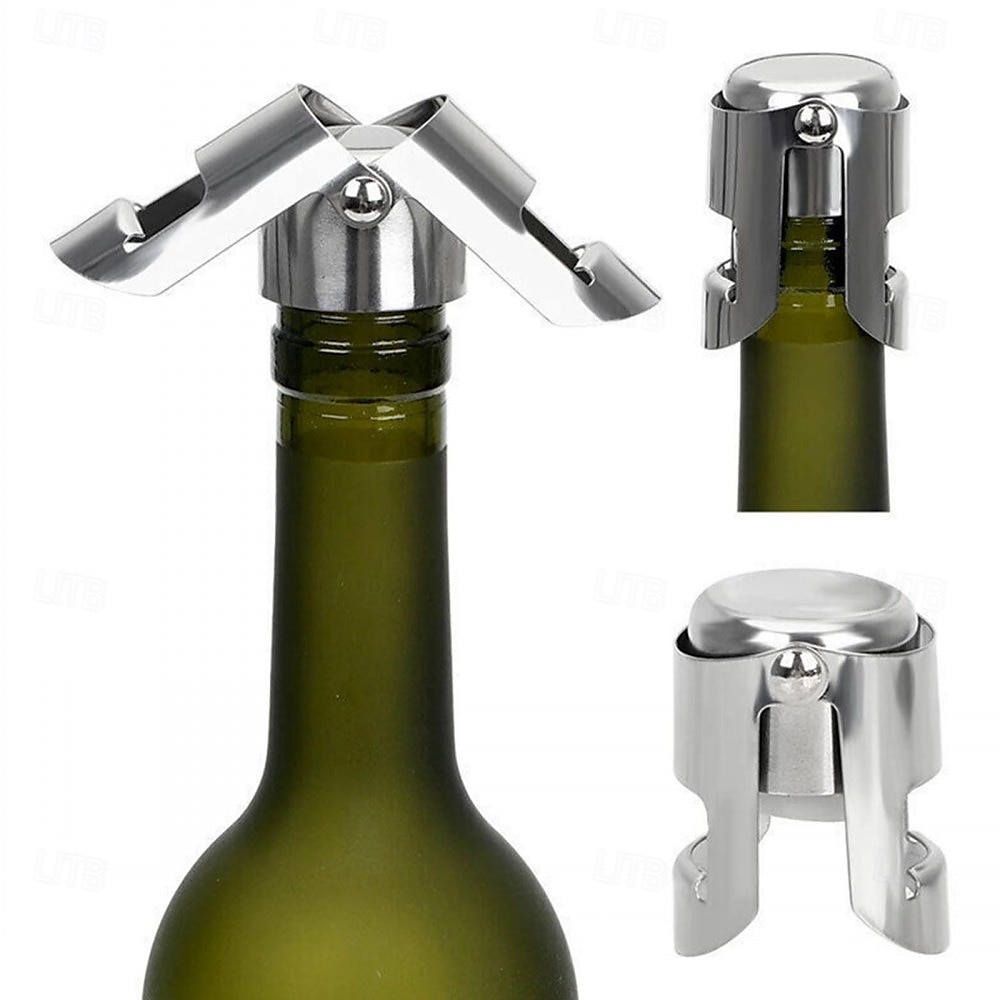 Champagnerflaschenverschluss aus Edelstahl, vakuumversiegelter Sektflaschenverschluss, Weinflaschenschoner, Verschlusskappe, Flaschenöffner, Barwerkzeug, tragbarer Edelstahlverschluss, 2025 - $6.99 –P2