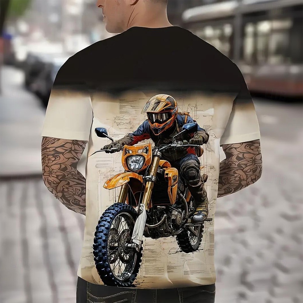 Hombre Moto Camiseta Manga Corta Camiseta Impresión 3D Cuello Barco Camisa Moda Retro Antiguo retro de la vendimia Calle Diario Negro Verano Primavera Ropa S M L XL XXL XXXL 2025 - $17.99 –P2