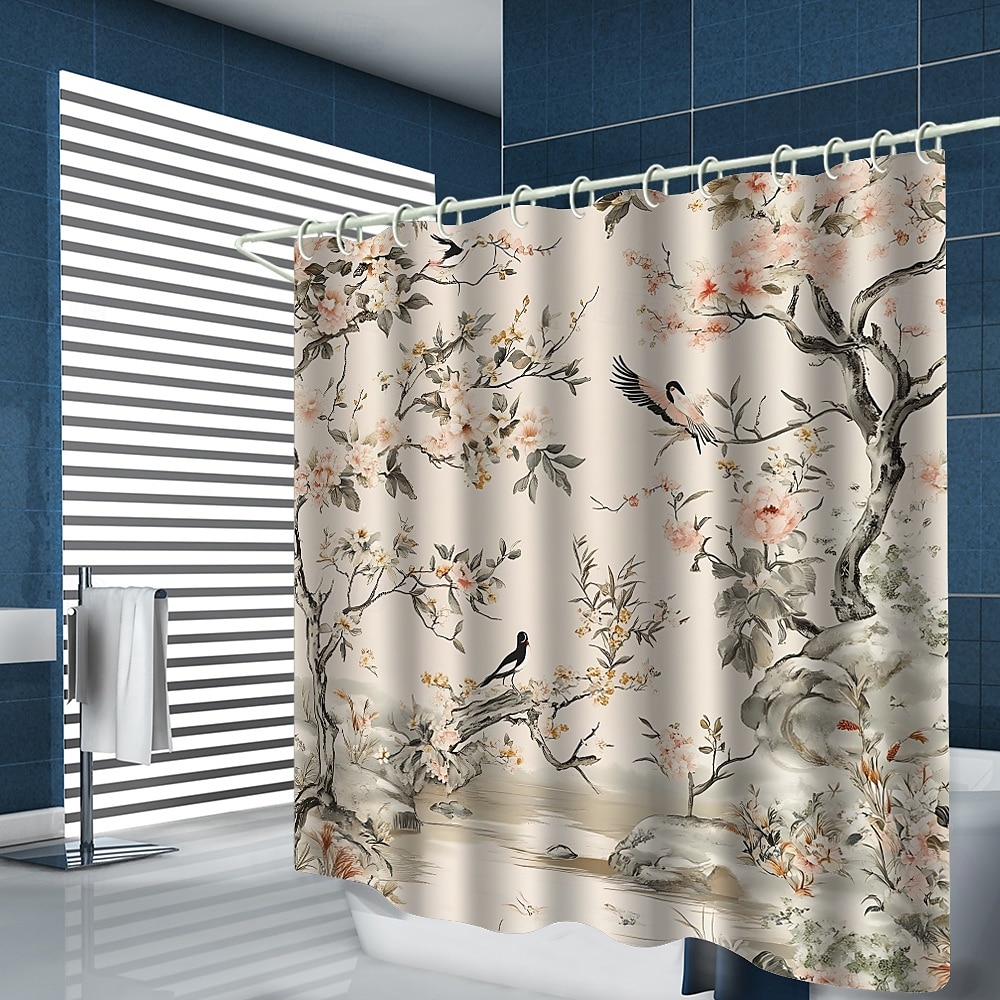 Shower Curtain with Hooks 180cm*180cm(70"*70") Polyester Washable Waterproof Pattern Bathroom Bathtub Decor Floral Bird Plant 2025 - $19.99 –P8